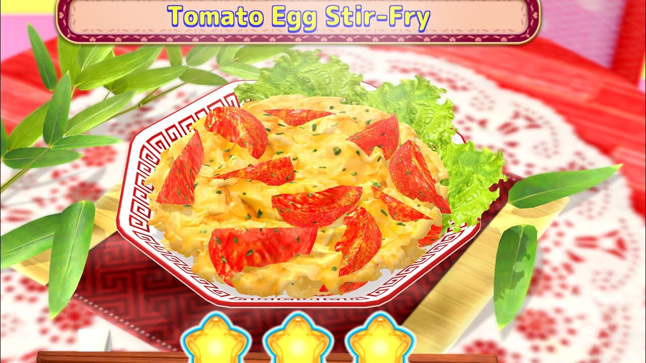 Cooking mama cuisine recipe #84 NO COMMENTARY// tomato egg stir-fry 