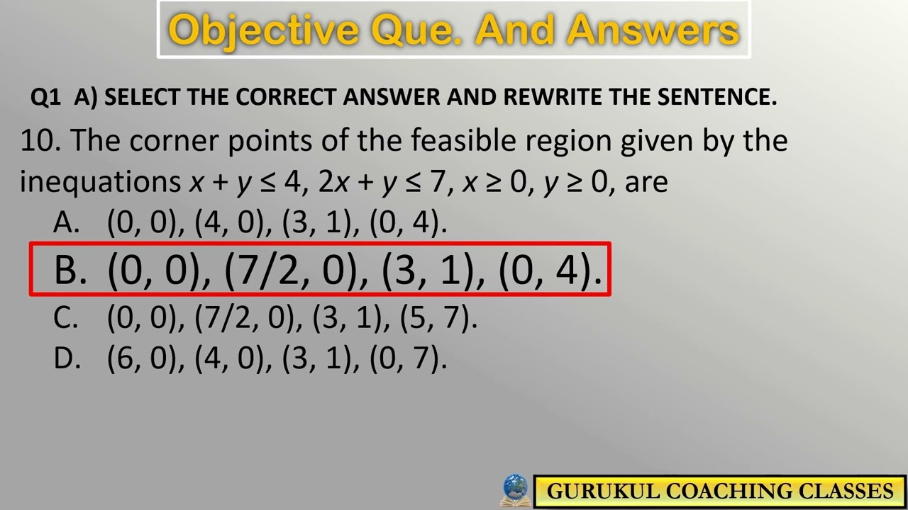 MCQ Linear programming | Class 12th Commerce | Maths 2 | HSC 2025 |