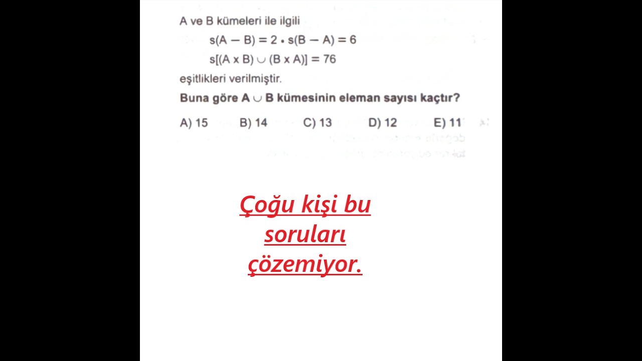 Kartezyen Çarpım| Çoğu Kişi Bu Soruları Çözemiyor🔥