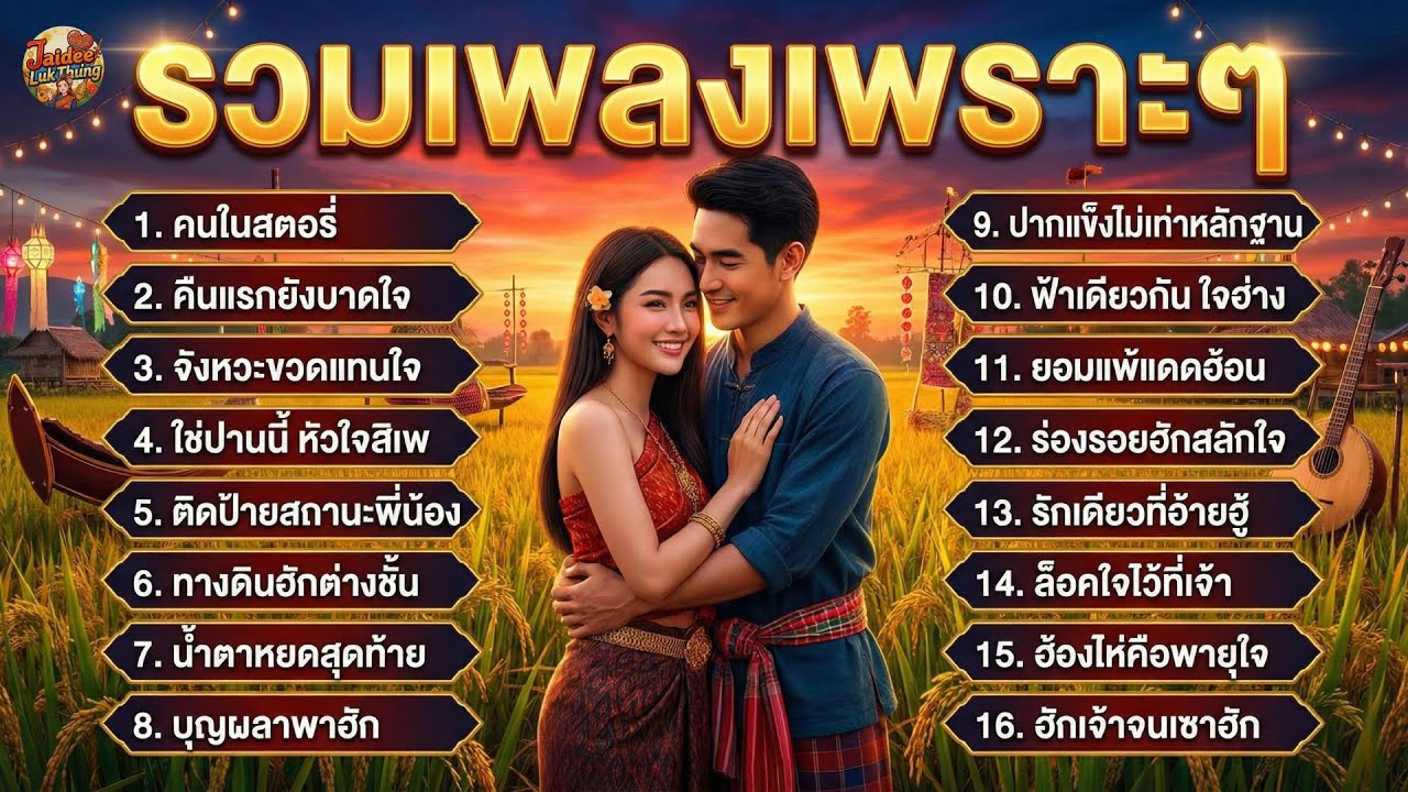 รวมเพลงลูกทุ่งเพราะๆ 2026 เพลงรัก อกหัก ซึ้งกินใจ เศร้า ๆ เพลงฟังแล้วน้ำตาไหล | Jaidee Luk Thung
