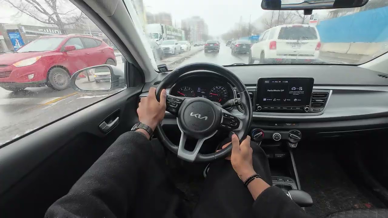 ASMR POV Drive | 2024 Kia Rio | Cozy Snowy Morning [Winter]