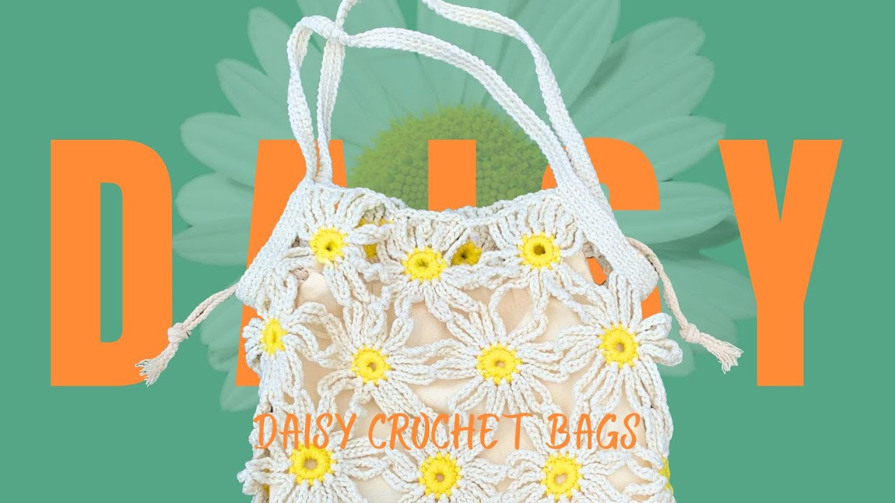 [HamaLand]Crochet bags Daisy 🌼 雛菊花花鈎織袋︱Beginner Tutorial 初學者教程︱簡易鈎織Step by Step