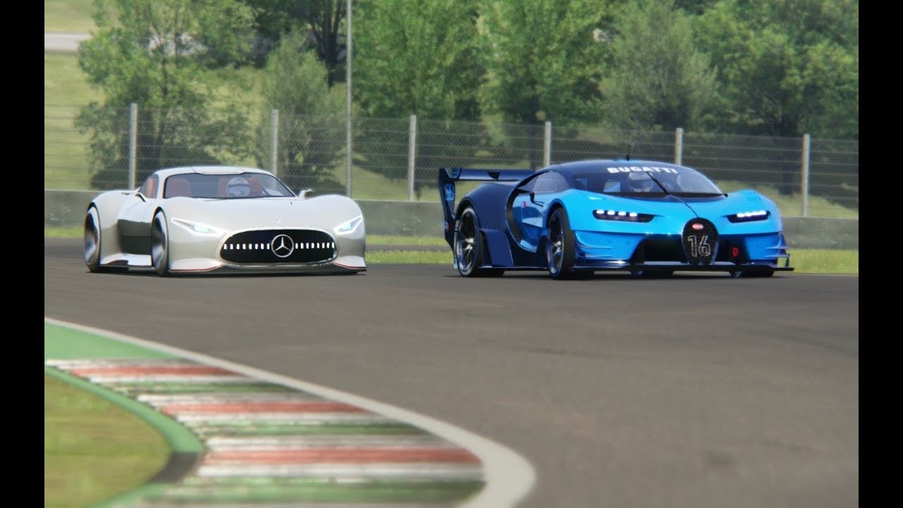 Battle Mercedes-Benz Vision GT vs Bugatti Vision GT at Mugello