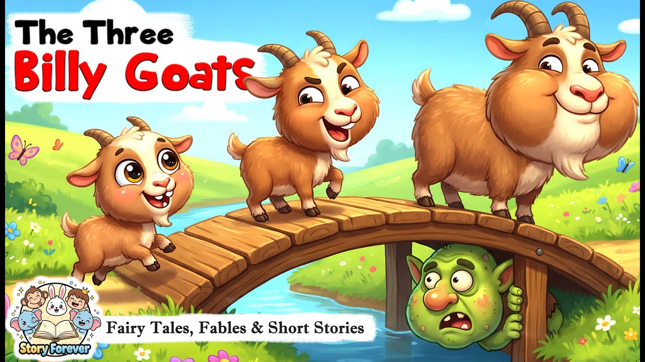 The Three Billy Goats Gruff 🐐 | Funny Cartoon Story for Kids | Moral Story | Kids Fairy Tales
