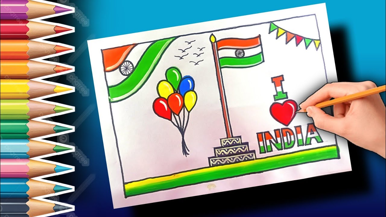 Republic day drawing easy | how to draw happy republic day poster🇮🇳| image| colouring.