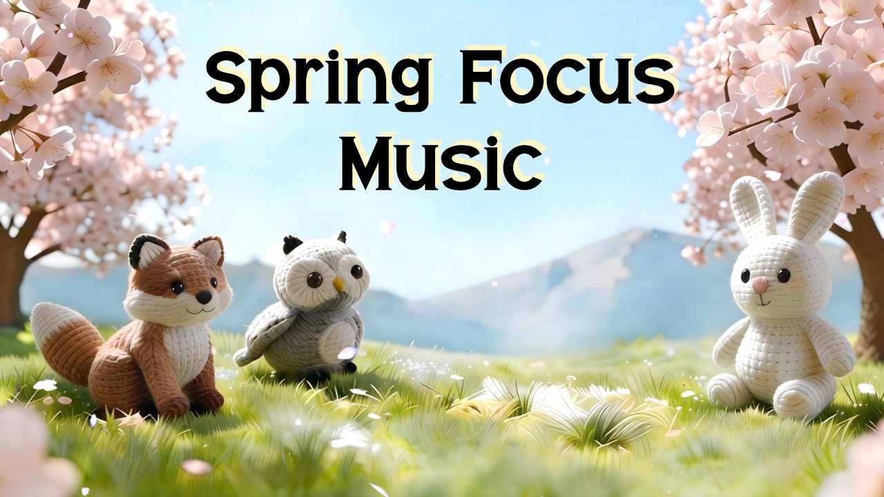 2 Hour Spring Focus Ambience 🌸 Cute Animals, Cherry Blossoms, & Calm Acoustic Music (No Lyrics)