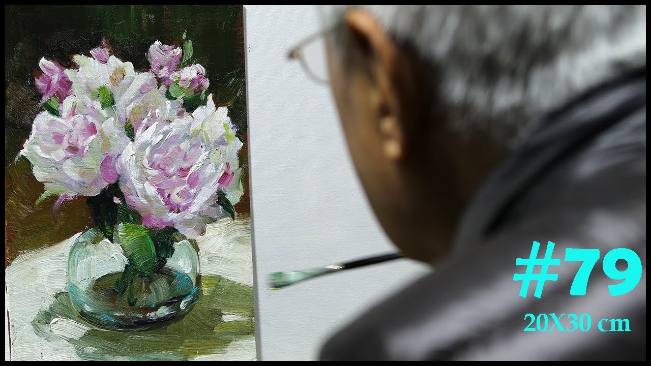 #79 How to paint flower in oil painting still Life tutorial