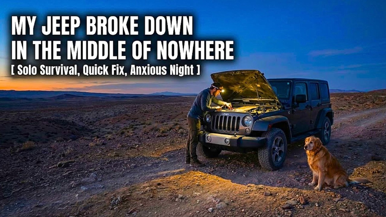 My Jeep BROKE DOWN in the Middle of Nowhere [ Solo Survival, Quick Fix, Anxious Night ]