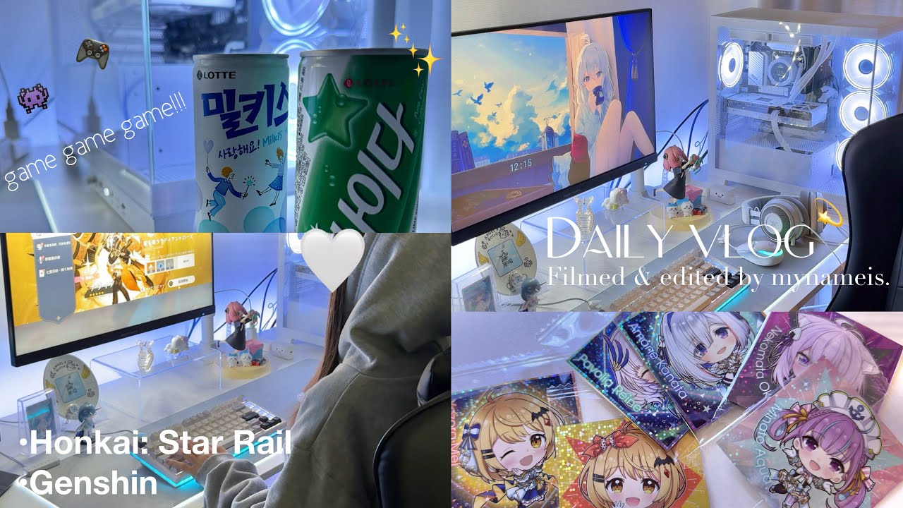 Vlog |ゲームが日課な社会人OLの日常👾🎶原神•スタレガチャ引く💫ホロライブランダム開封とか🪄