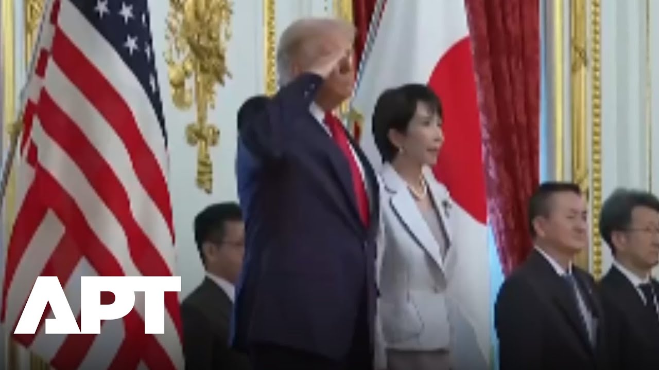 RESPECT MOMENT: Trump Salutes During U.S. Anthem at Grand Tokyo Welcome Ceremony | APT