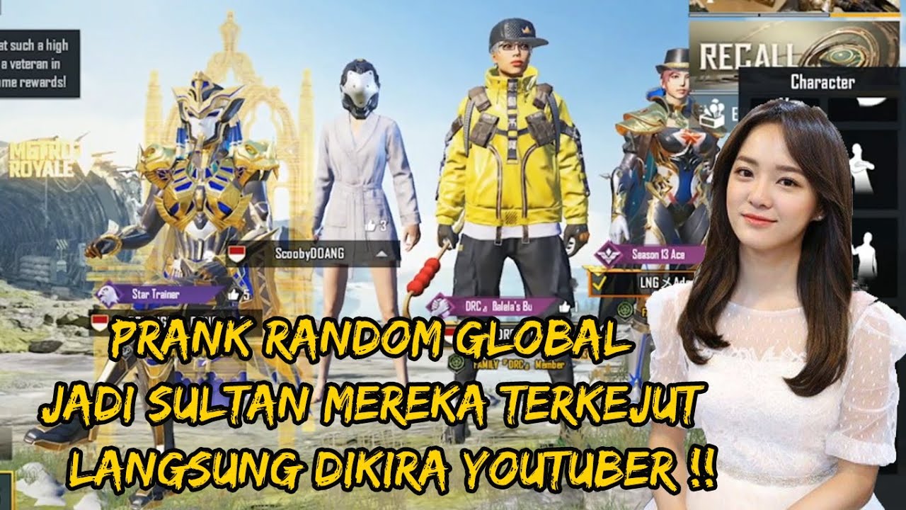 PRANK RANDOM GLOBAL SETELAH JADI SULTAN MEREKA TERKEJUT , LANGSUNG DIKIRA YOUTUBER !! - PUBG MOBILE