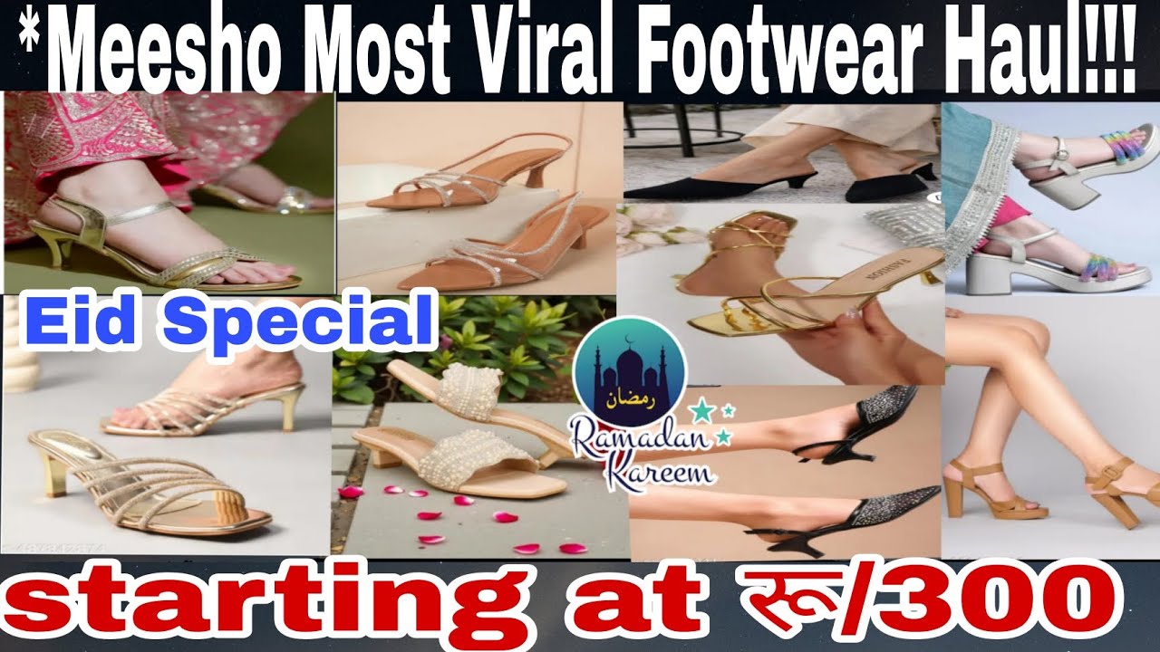 🌛Eid Mubarak Eid Special Meesho footwear Haul Starting at रू/300 Heels👠Bellie Flats Haul Sandal Haul