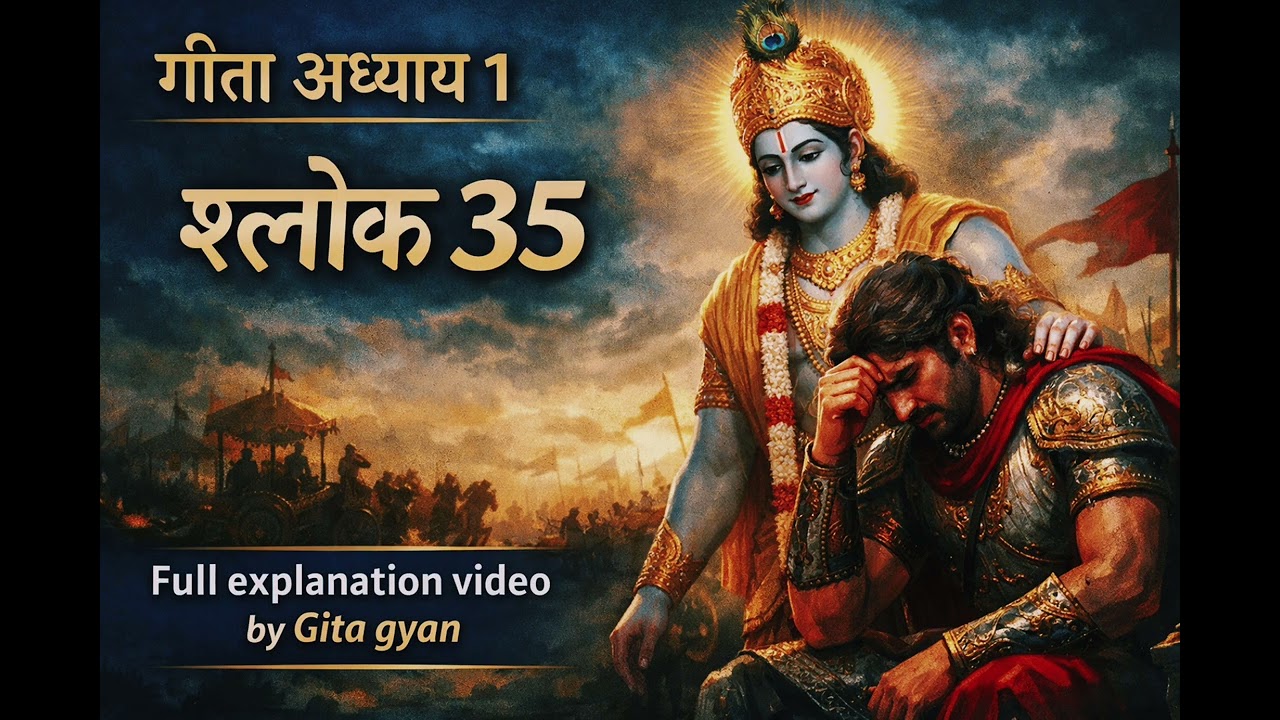 गीता अध्याय 1 श्लोक 35 | अर्जुन का मोह और मानसिक द्वंद्व | सरल हिंदी व्याख्या