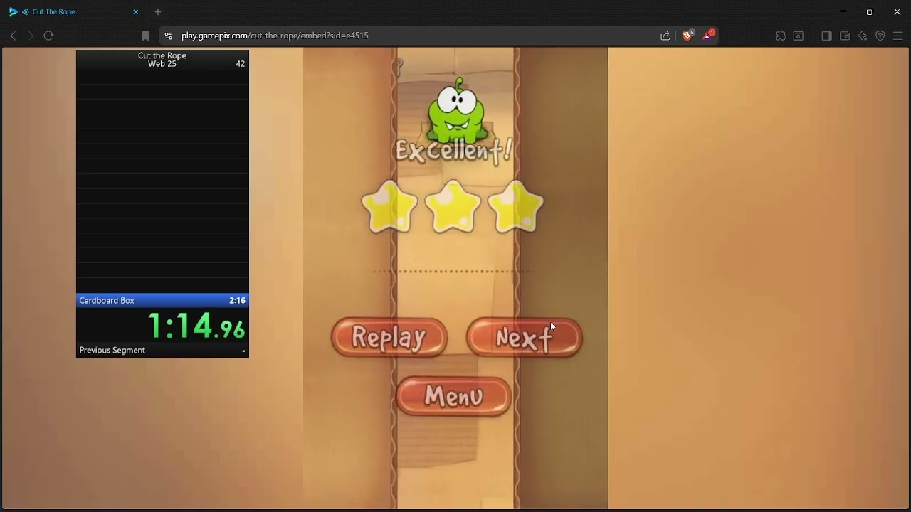 [Current WR] Cut the Rope Cardboard Box Any% (Web (25)) - 00:01:59.480