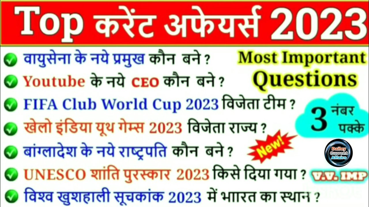 Most current Affairs 2023 || important question || current affairs by anurag sir