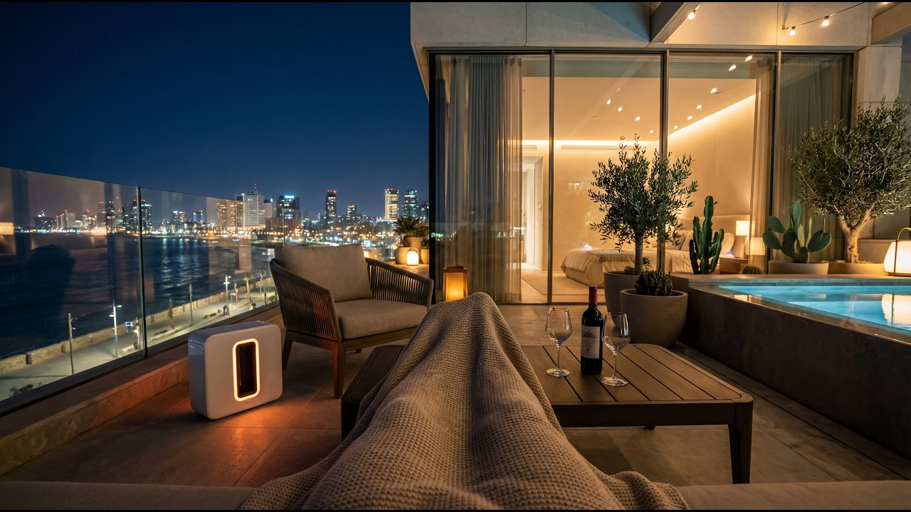 Calm Bedroom Vibes | The Night After — 2:13AM in Tel Aviv 🌊🍷 | Intimate Balcony Chillout (3H) | 4K