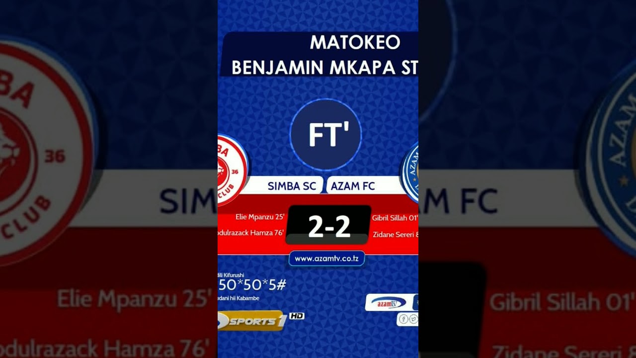 Simba vs Azam  Full Time Simba 2 - Azam 2#azam #simbasc