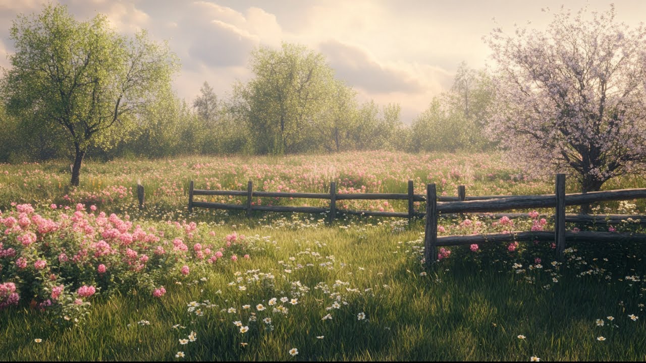 Spring  Ambience 🌳ㅣRelaxing Birdsong and Golden hour airㅣRelaxing fresh garden