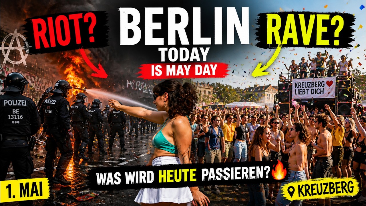 Прогулка по Берлину. 🇩🇪. ПОГРОМЫ или РЭЙВ? Следуй за мной в 1 Май в Кройцберге и узнай ответ.🔥