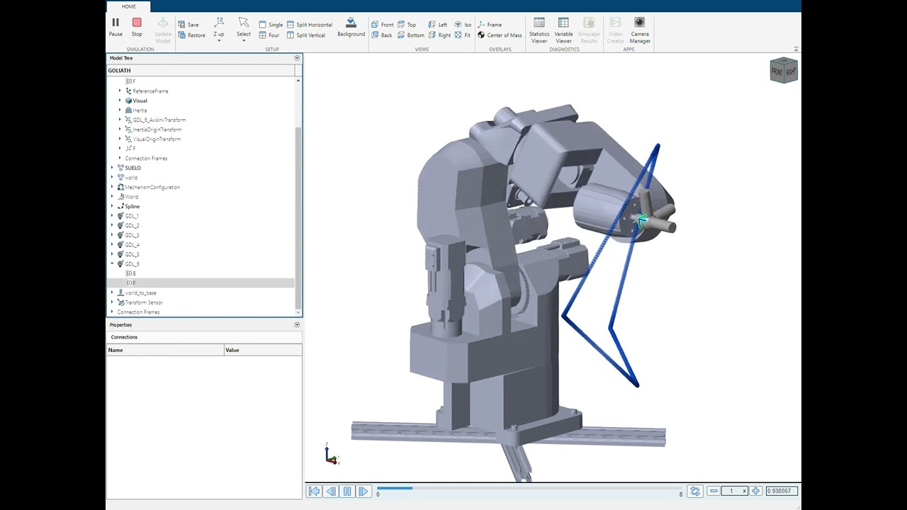 Multibody Explorer: Simulación 4 - Manual con rotación en X (π/6 rad)