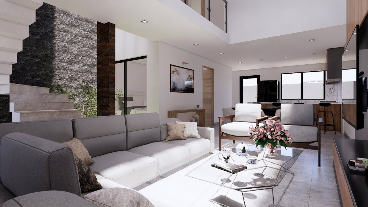 CASA PEQUEÑA Y MODERNA DE 4 DORMITORIOS CON SALA A DOBLE ALTURA / 7 X 17M.