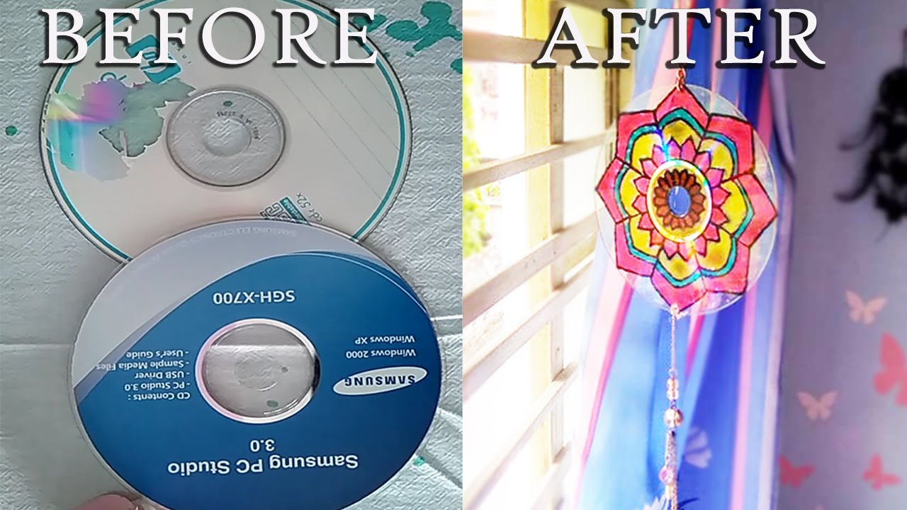 How To Make Suncatcher From Waste CD | DIY Suncatcher | Upcycling CD into ART