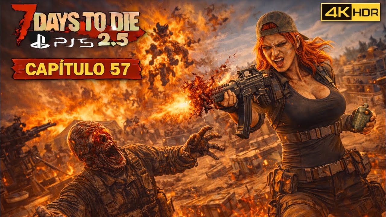 MASACRE EN LA BASE MILITAR 🪖 | Granadas, Fusil y Caos | 7 Days to Die 2.5 PS5 | Capítulo 57 - 4K HDR