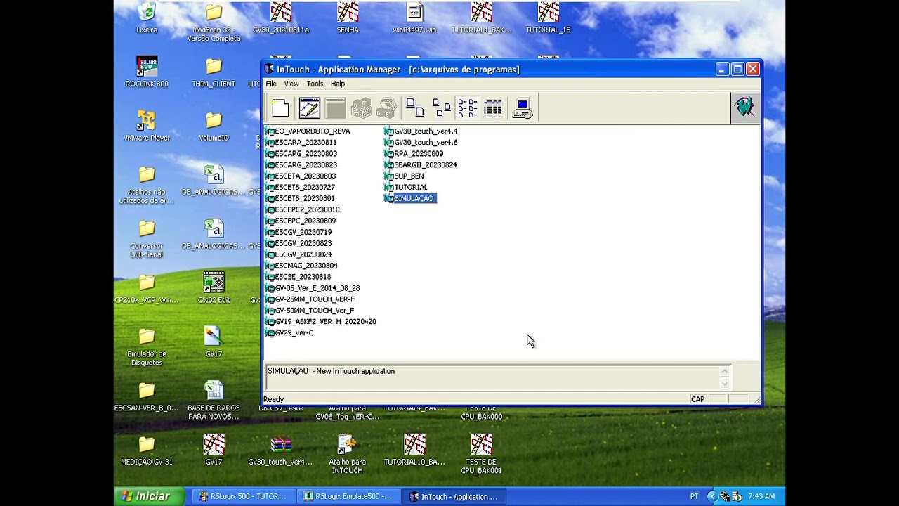 Simulação do supervisório intouch com o plc SLC500 da rockwell