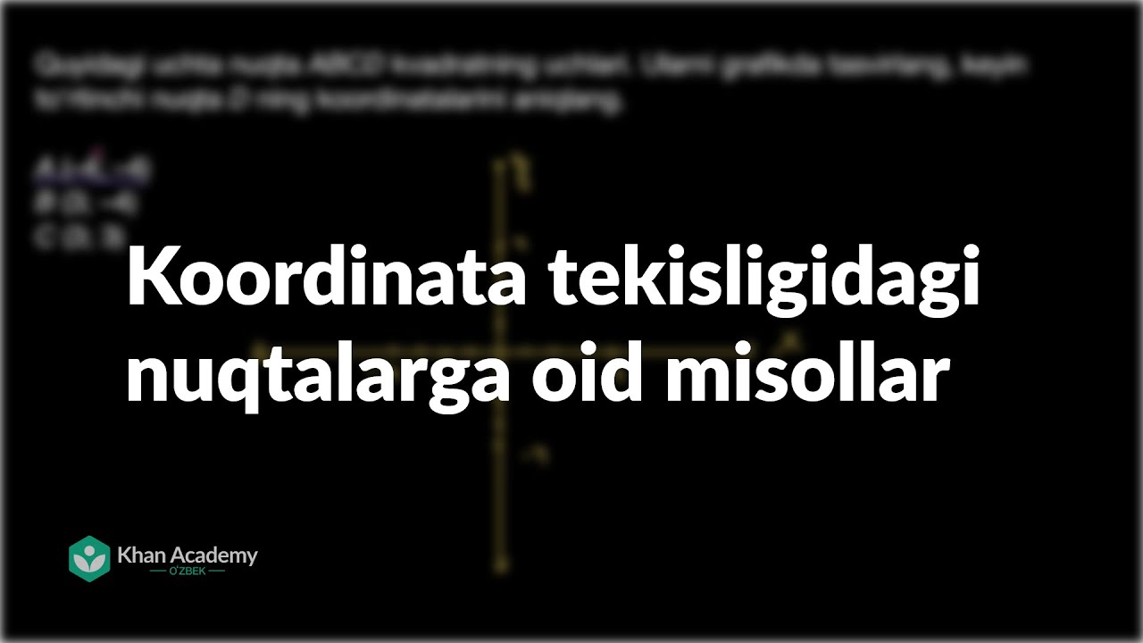 Koordinata tekisligida nuqtalarga oid misollar | Koordinatalar sistemasi | Boshlangʻich algebra