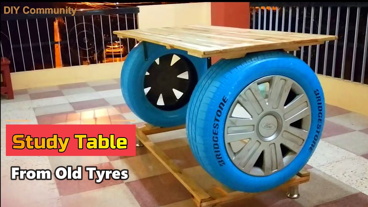 How to make a Study Table from Car Tyres | Tyre Table DIY | DIY Community