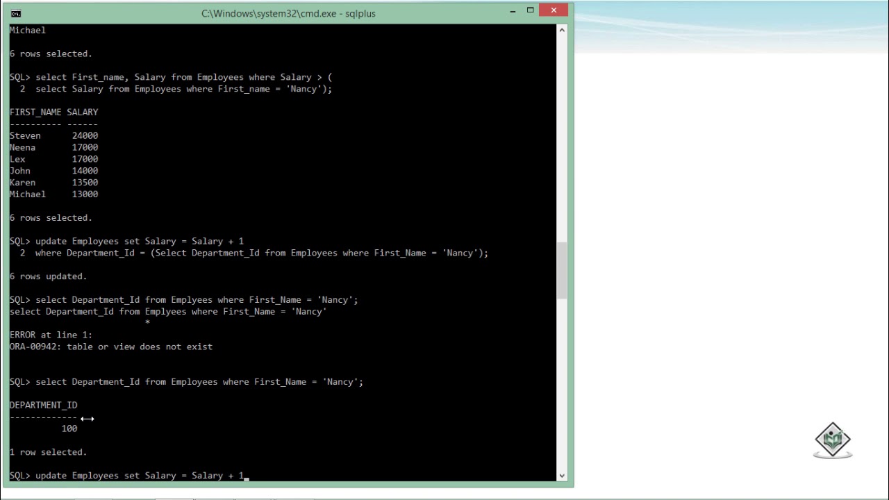 Oracle - SQL - Subqueries