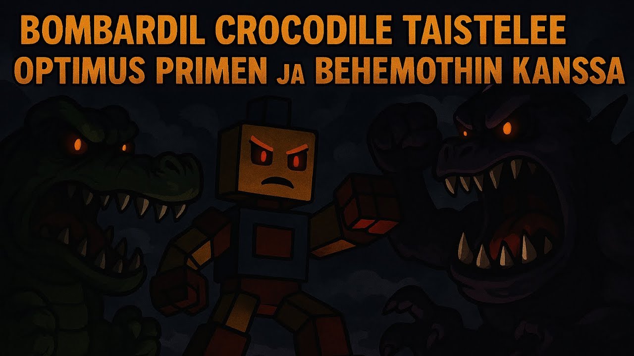 Bombardil Crocodile taistelee Optimus Primen ja Behemothin kanssa