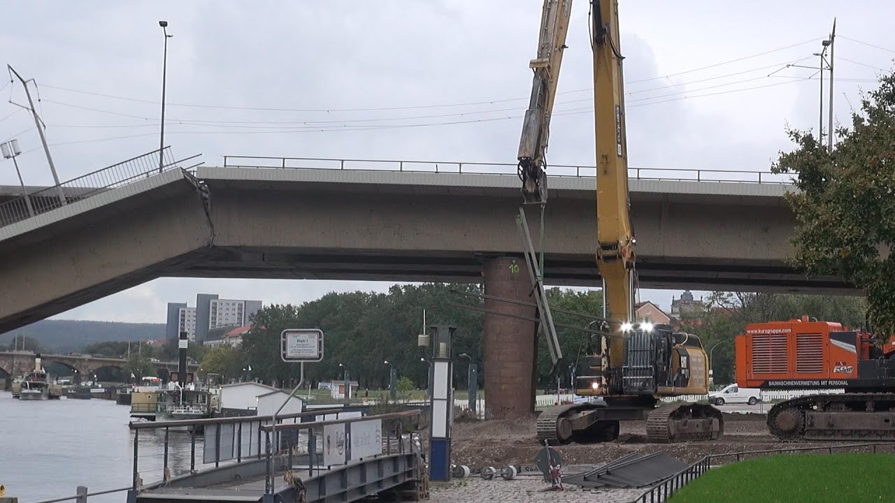 Dresden - Situation an der Carolabrücke 02.-04.10.2024 - (Zug C Vorbereitungen zum Abriss III)