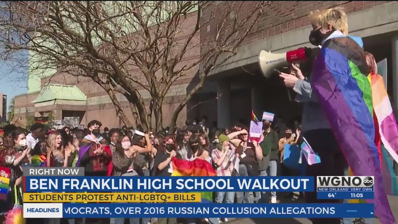 New Orleans students hold walkout in protest of Louisiana's anti-LGBTQ bills