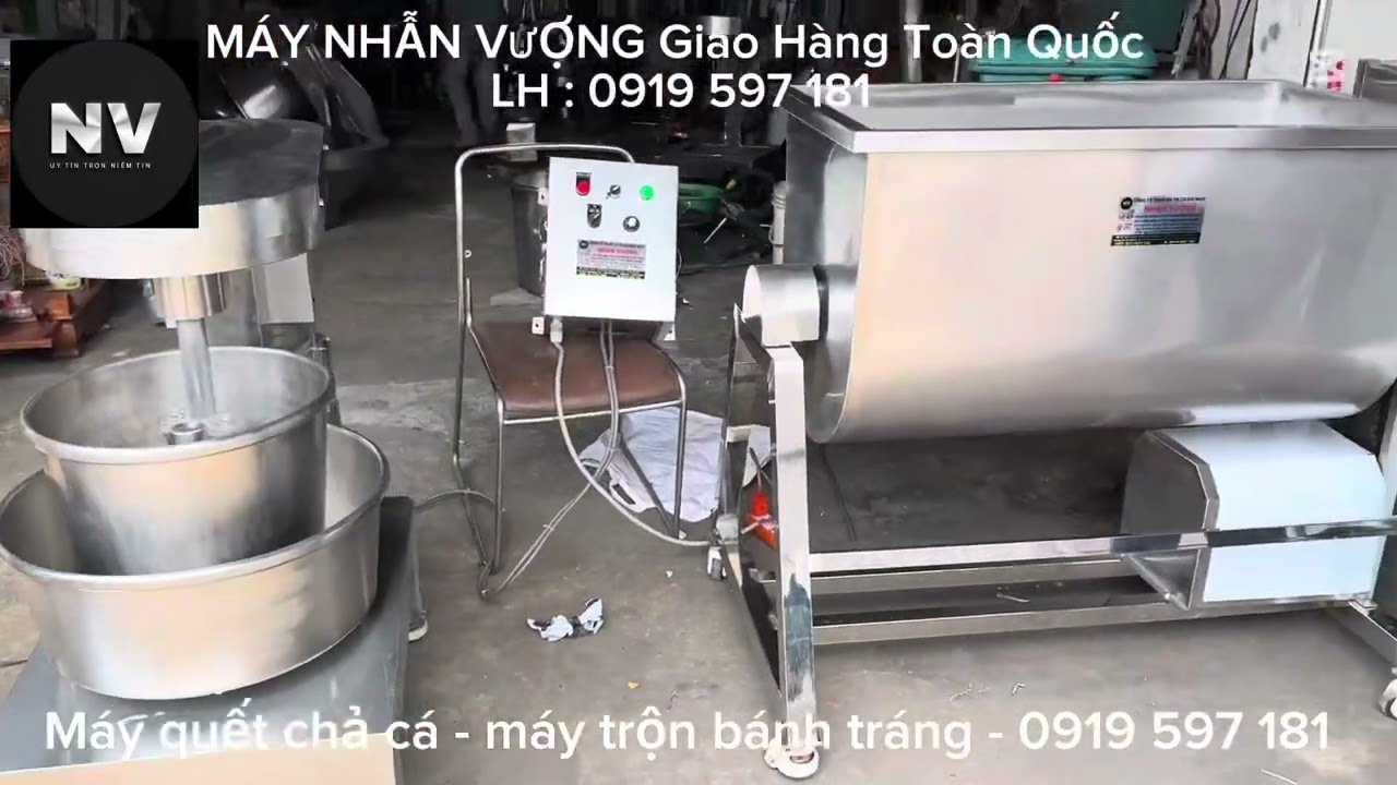 (Giới thiệu) máy quết chả cá dạng lồng đứng / máy trộn bánh tráng công nghiệp - INOX NHẪN VƯỢNG