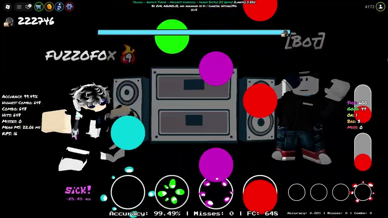 ALMOST getting an FC on Reimu's Theme - Maiden's Capriccio Dream Battle XI Remix at 1.25x speed