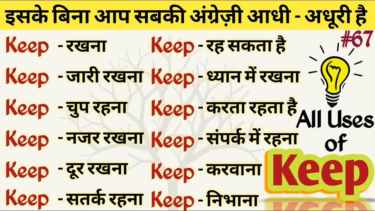 KEEP के इतने सारे use । Uses of Keep in Spoken English | English Grammar l with Hindi Examples