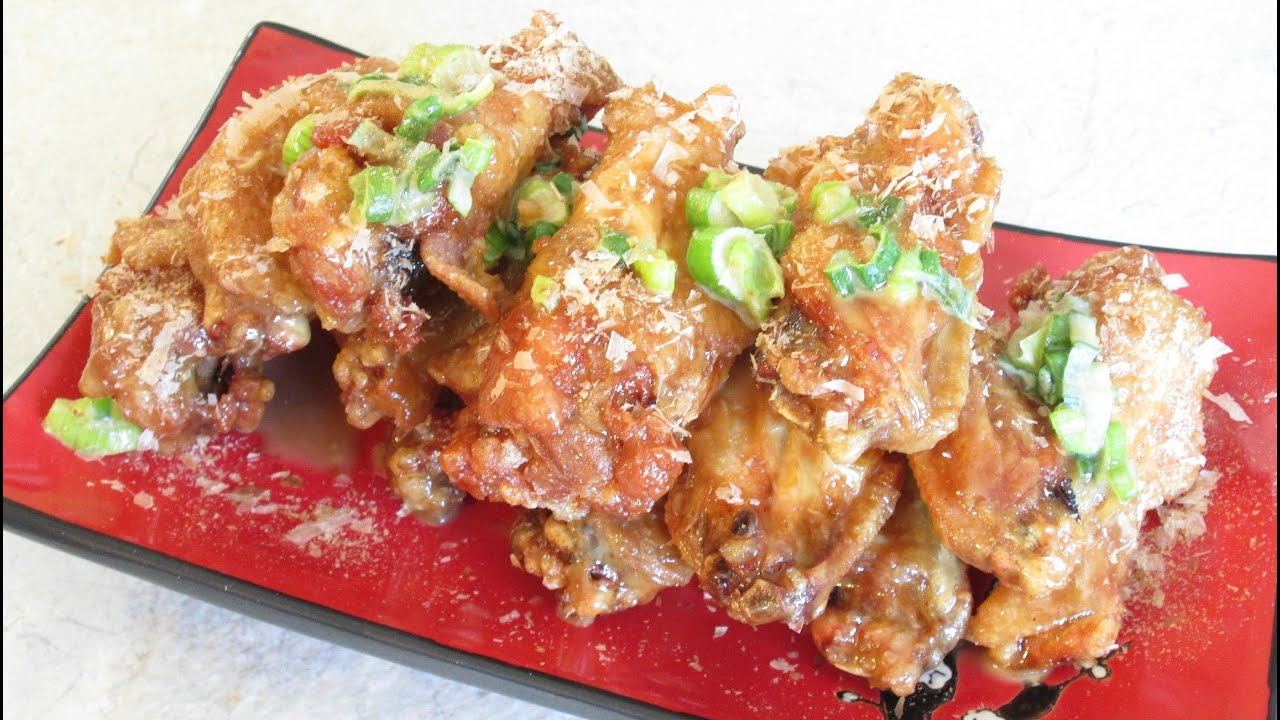 Wasabi Chicken Wings - with Scallions and Bonito Flakes - PoorMansGourmet