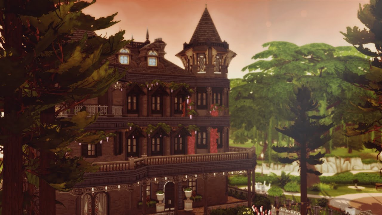🌹 Goth Family's New Mansion 🏡 The Sims 4 - Stop motion speed build (No CC)