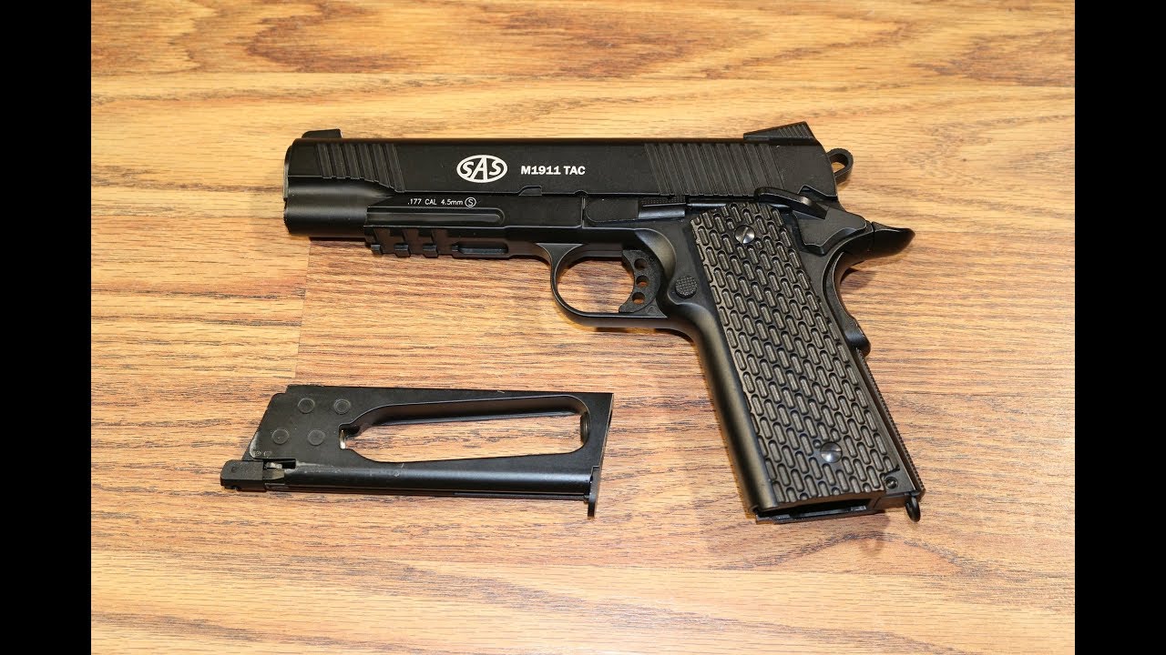 Разбоксинг и обзор пневматического пистолета SAS M1911 TAC - KIMBER WARRIOR /KWC KMB-77AHN/