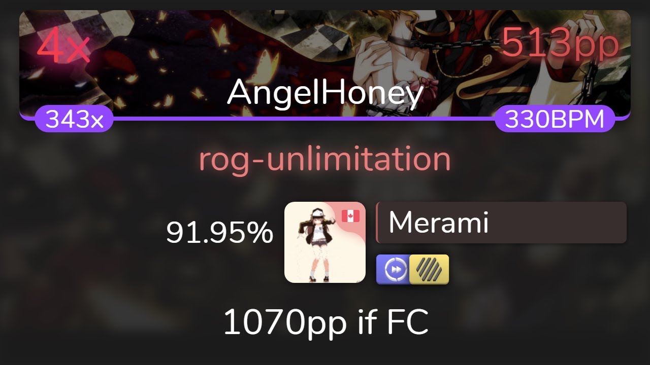 [9.77⭐] Merami | 07th Expansion - rog-unlimitation [AngelHoney] +HDDT 91.95% {4❌} - osu!