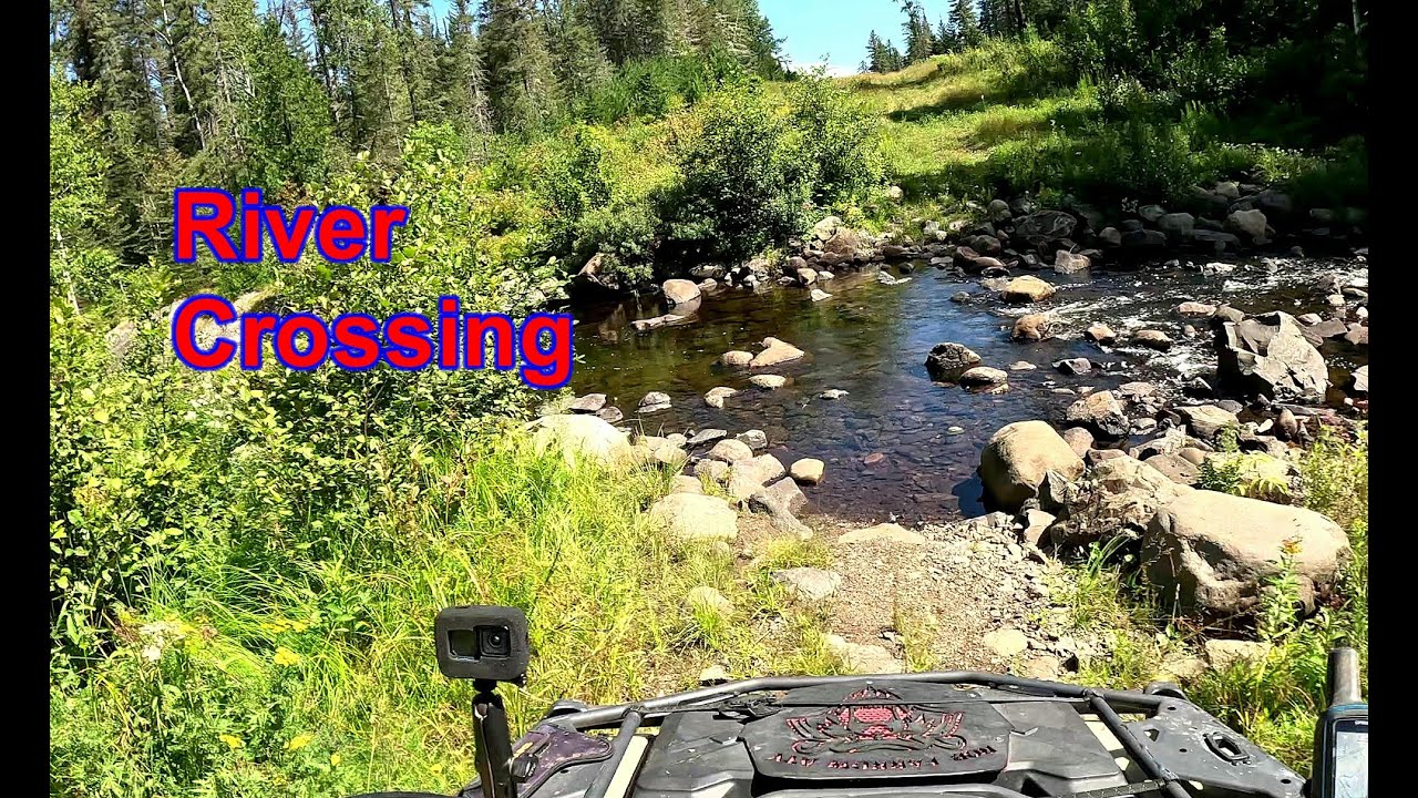 Cutting Trees Insane Downhill River Crossing ATV Ride Pipe Lines Can Am Outlander 700 Maverick 1000