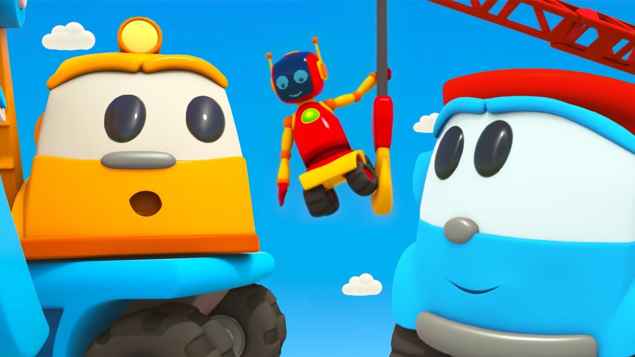 Leo the truck & the tower crane for kids. Car cartoons for kids. Learn vehicles for kids.