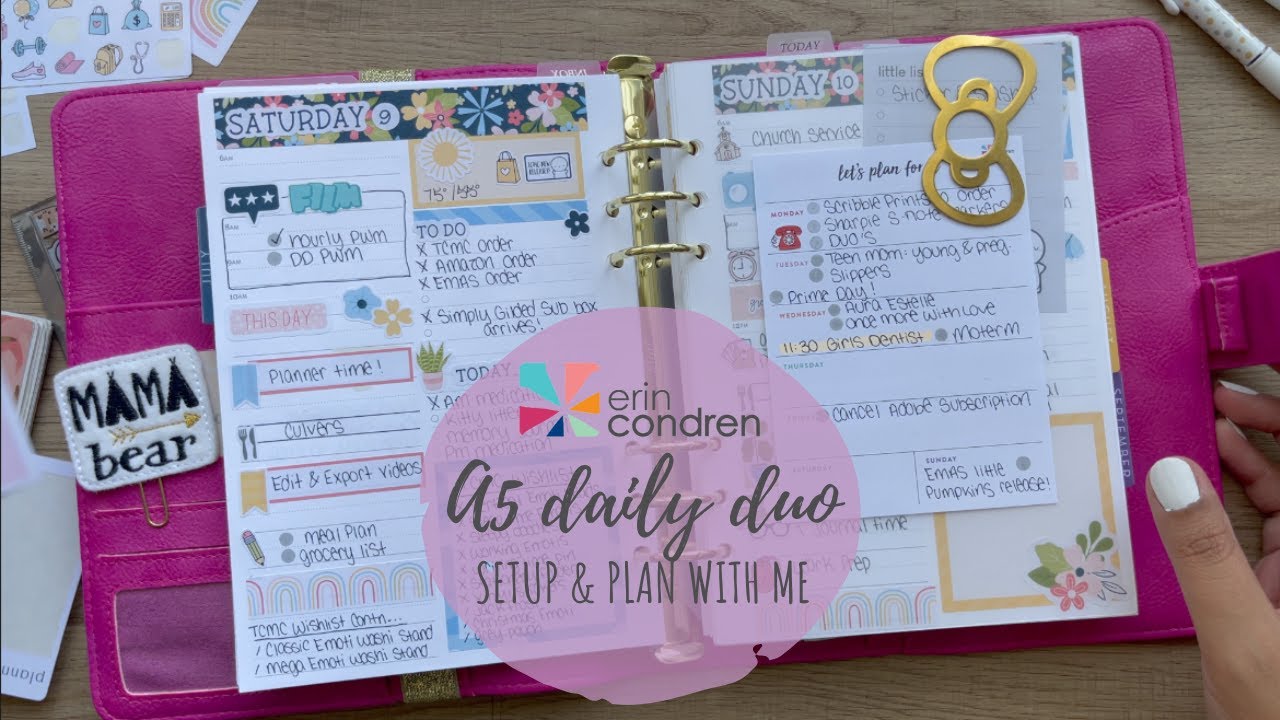 Erin Condren A5 Daily Duo Ring Agenda Plan With Me! | July 11th - July 17th