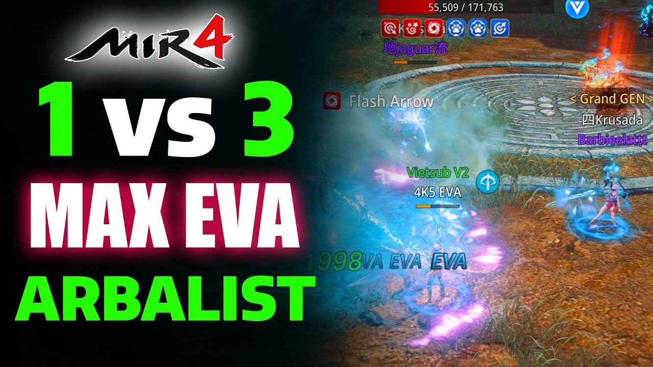 MIR4 PvP: 1 vs 3 – The Power of EVA Arbalist Build!