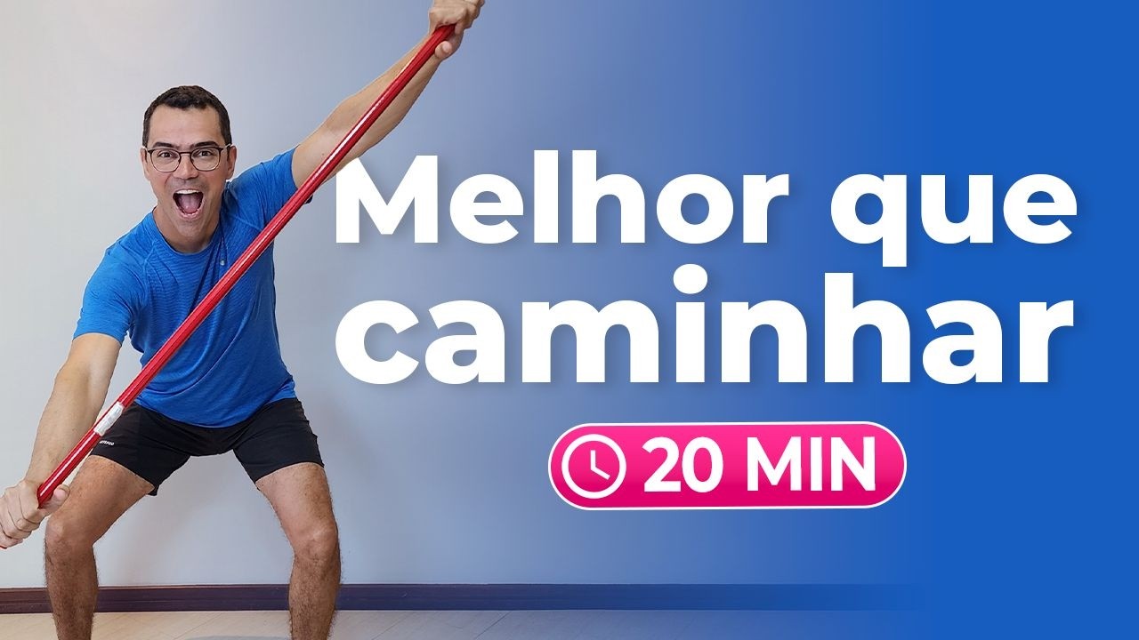 TREINO com BASTAO para EMAGRECER | Caminhada em CASA 20 min