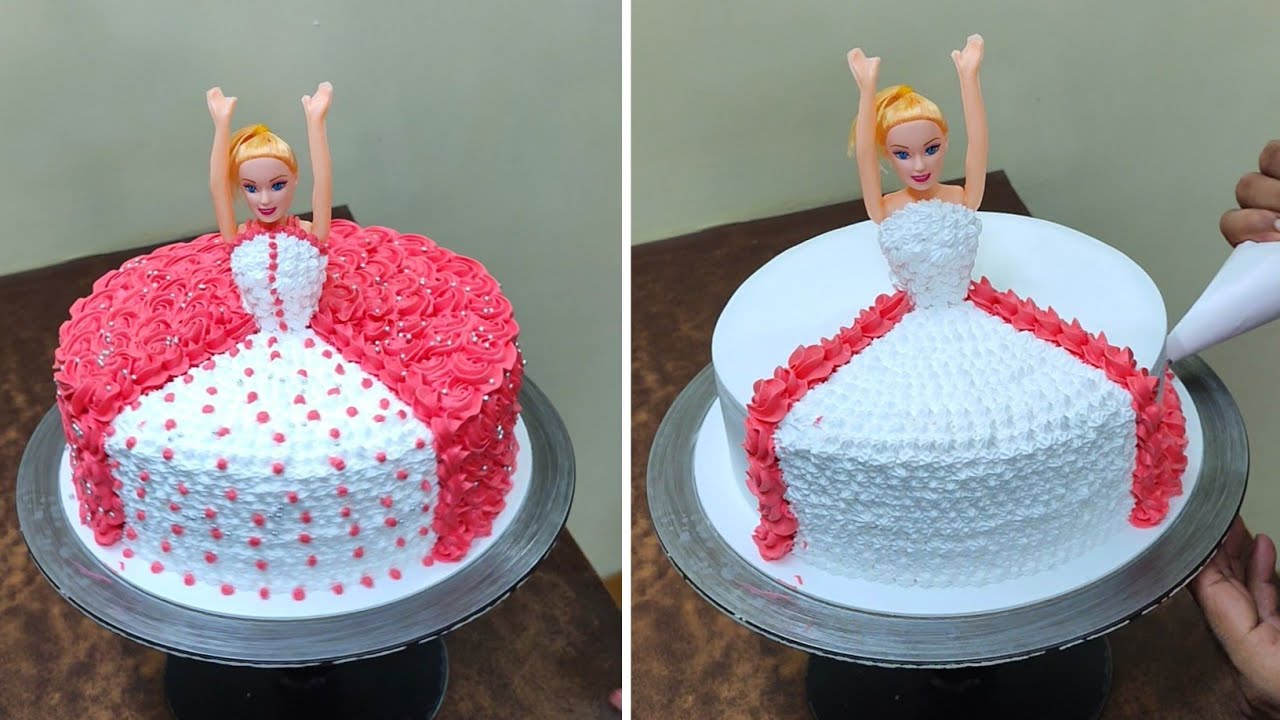 New Barbie doll Cake design | Doll Cake design | red white combination Doll Cake design