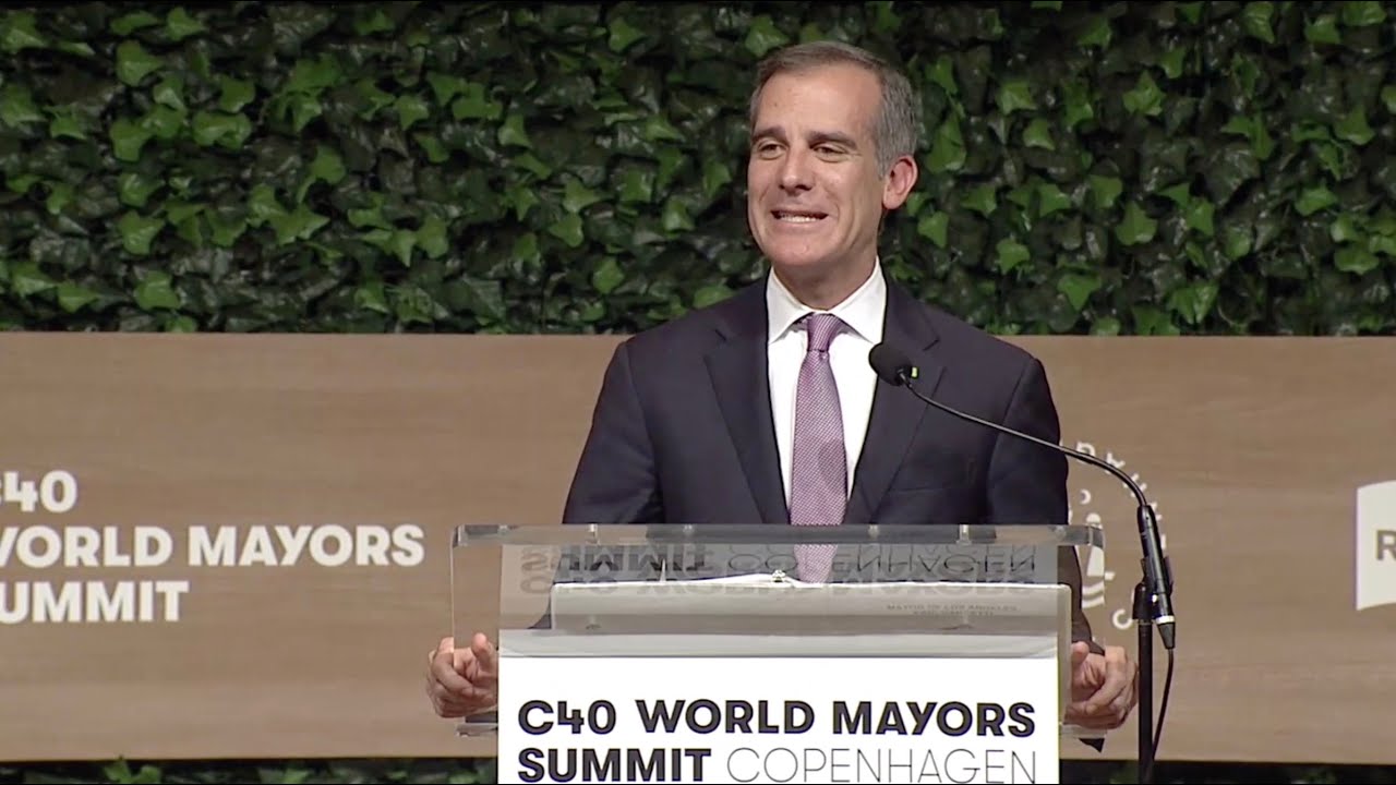 Eric Garcetti, Mayor of Los Angeles and Chair Elect of C40 Cities, gives his first speech
