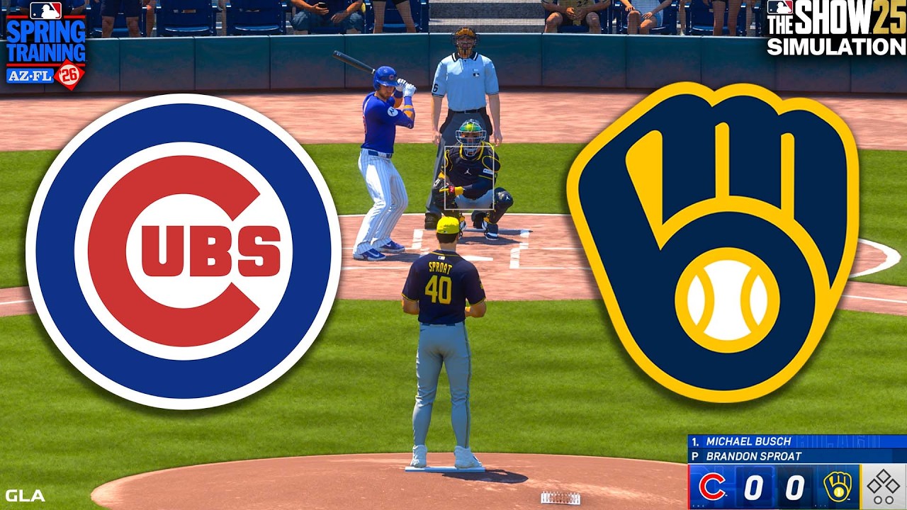Cubs vs. Brewers Simulation | Spring Training 3/4/2026 | Updated Rosters MLB The Show 25 PS5