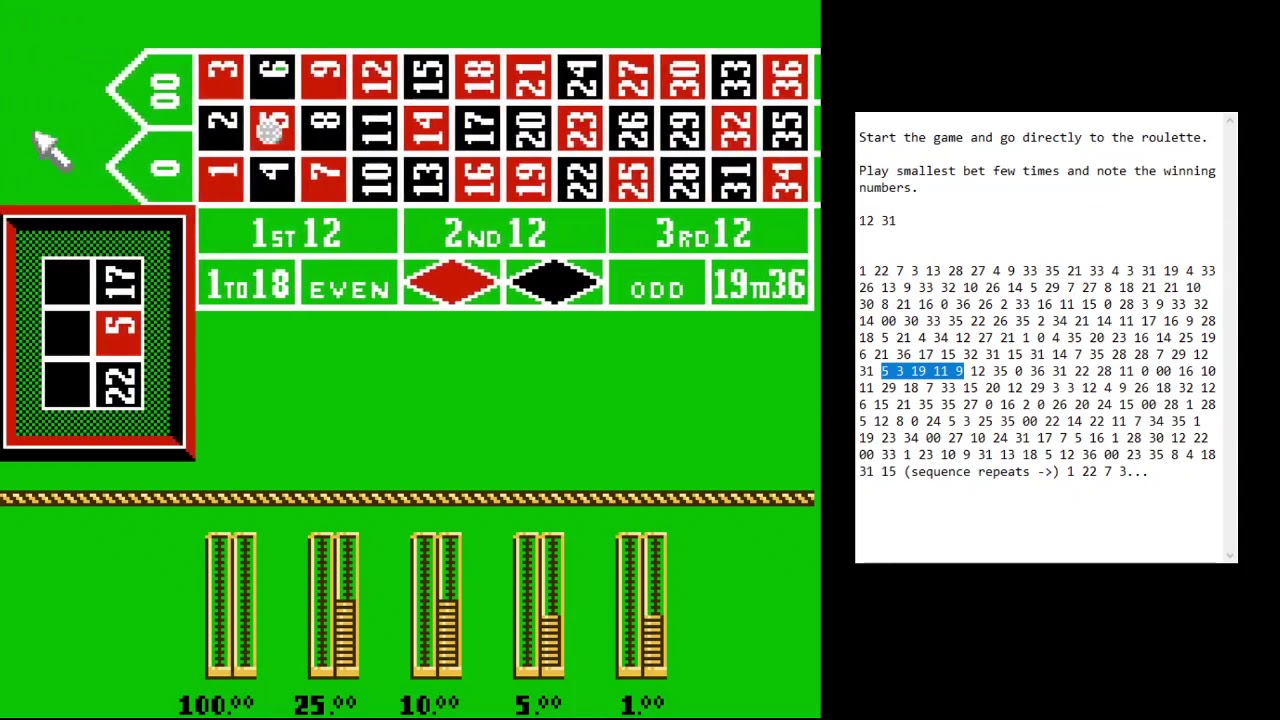 Caesar Palace NES Cheat in roulette